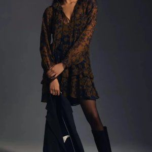 Anthropologie Marais Printed Chiffon Mini Dress